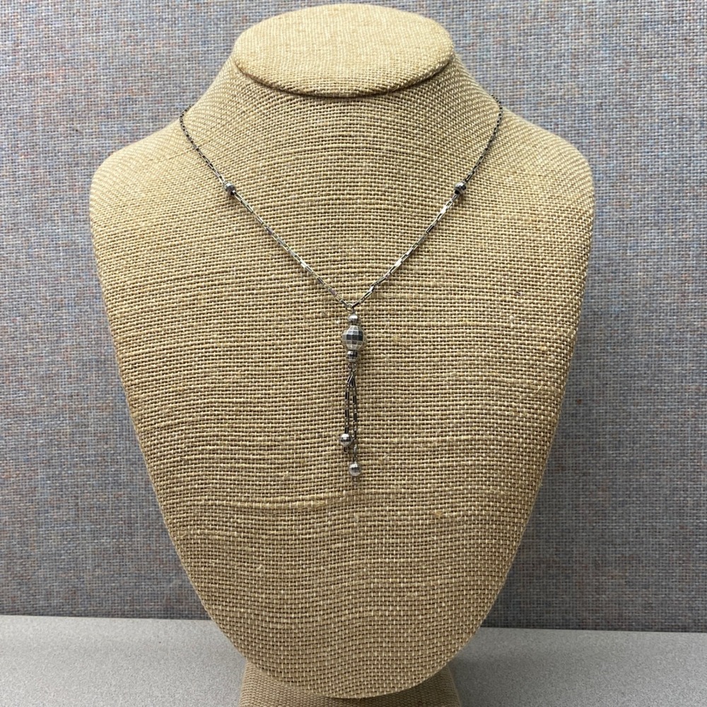 Sterling Silver Minimalist Y Necklace Dangle Drop Faceted Beads Fashion Jewelry